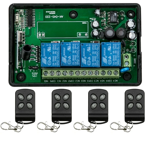 

Smart Home 85v~250V 110V 220V 4CH RF Wireless Remote Control Relay Switch Security System Garage Doors,Gate Electric Doors