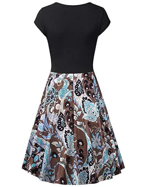 S-3XL Plus Size Summer Women Dresses Female Floral Print 50S 60S Vintage Rockabilly Dress Casual Dot A-Line Retro Dress Vestidos