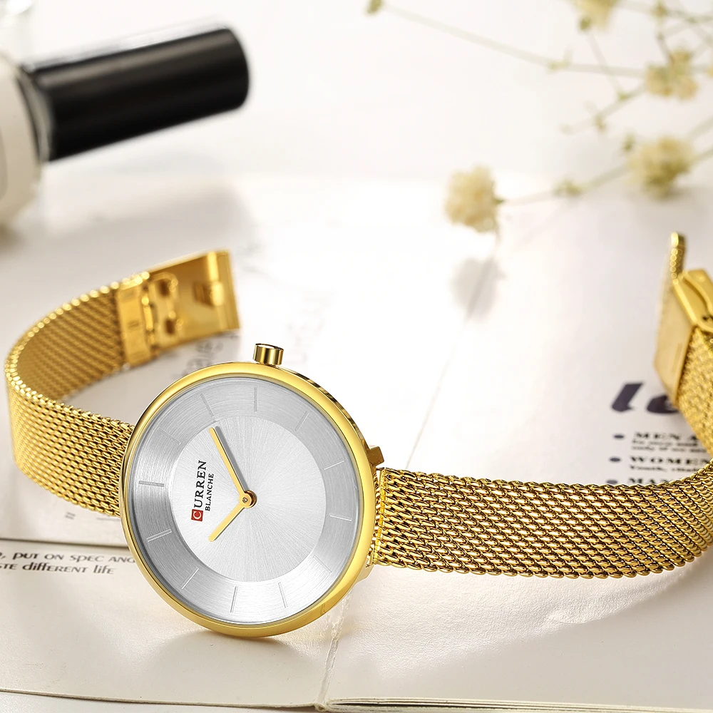 CURREN Women Watches Top Brand Luxury Gold Ladies Watch Stainless Steel Band Classic Dress Bracelet Female Clock Lover Gift 9030 | Наручные