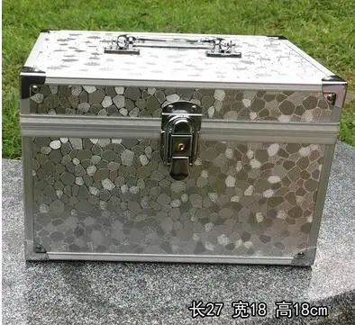 27cm Косметичка из алюминиевого сплава, органайзер для косметики, косметичка, органайзер, дорожная сумка, портативная Подарочная коробка, макияж, профессиональная косметика - Цвет: 27cm