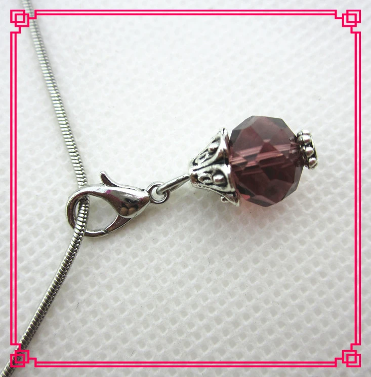 

50pcs/lot dark purple stone crystal dangle charms lobster clasp hanging charm pendant/bracelet accessories diy jewelry