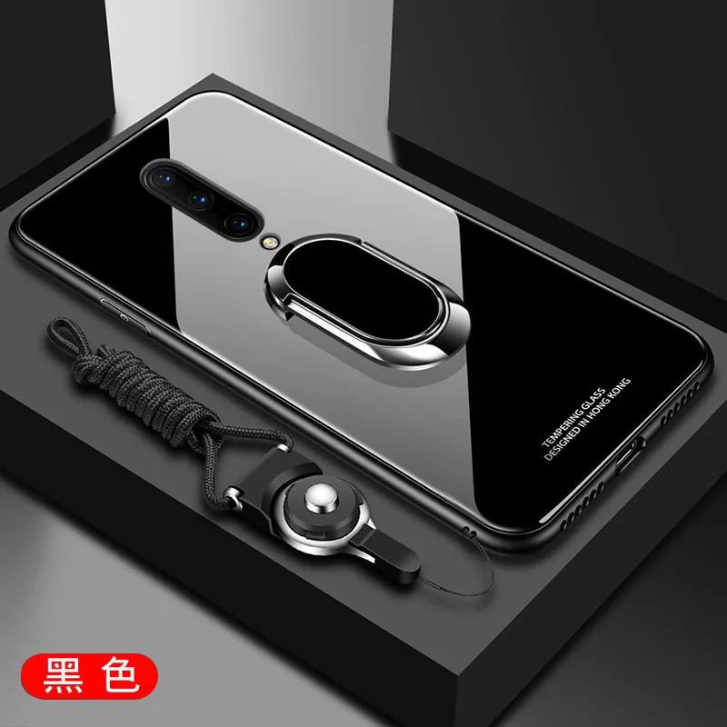 Для OnePlus 7 Pro Чехол из твердого закаленного стекла с кольцом-подставкой Магнитный защитный чехол на заднюю панель для one plus 7 pro полный Чехол