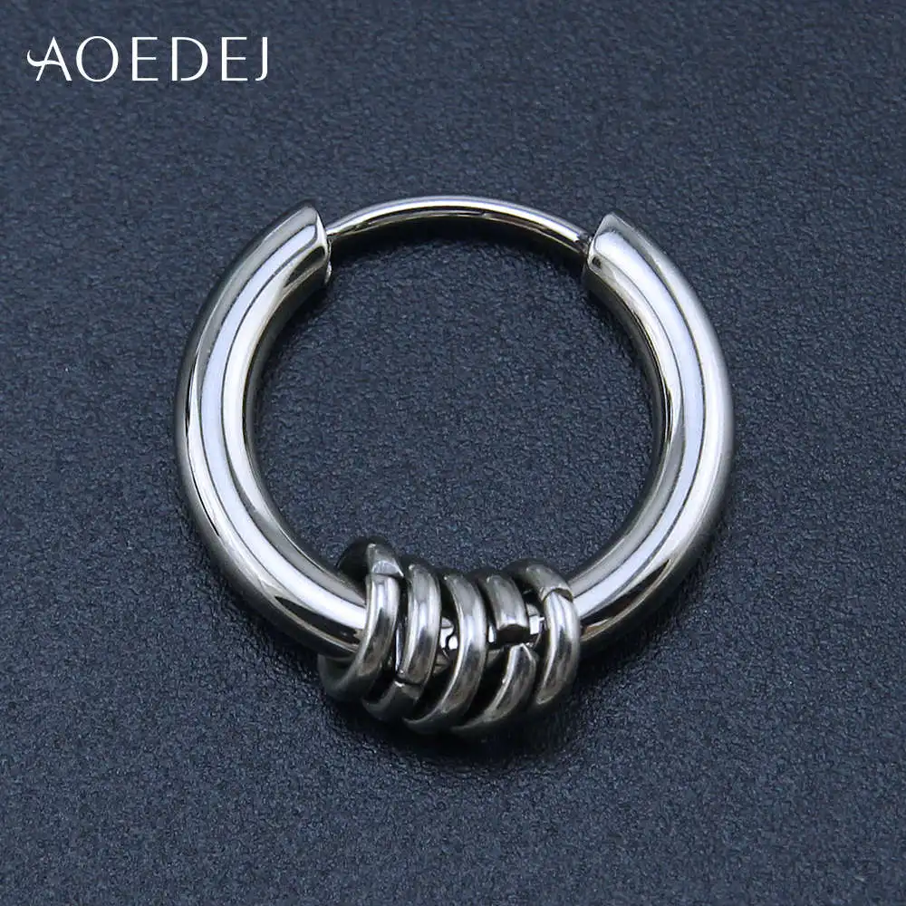 AOEDEJ серьги-кольца золотистого цвета из нержавеющей стали маленькие серьги-кольца для женщин и мужчин в стиле панк круглые серьги на клипсах Creole Femme