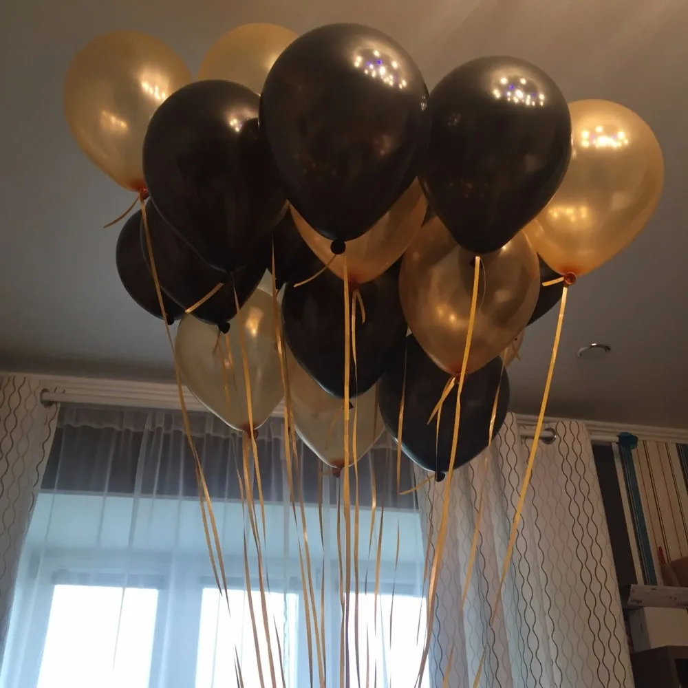 35 шт./лот 10 дюймов 1,8 г перламутровый шар гелий утолщаются globos золотой, черный, белый, день рождения воздушный шар свадебные шары для украшения