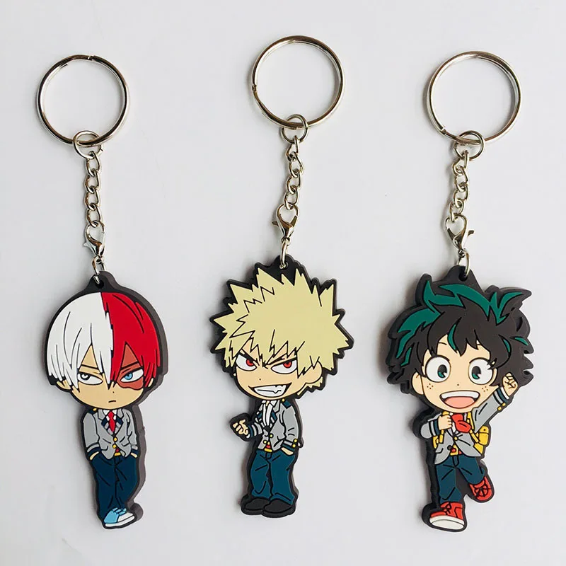 Мультфильм мой герой Academy ПВХ брелок мидория Izuku Todoroki Shoto Bakugou кацуки милый смешной кулон брелки для ключей porte clefs