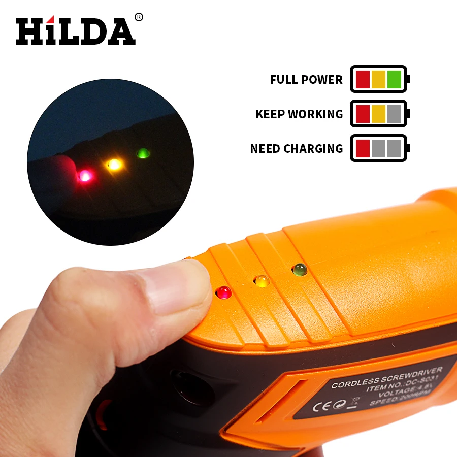 Беспроводная электрическая отвертка HILDA GCD3.6DKB 4 в бытовая перезаряжаемая с 45