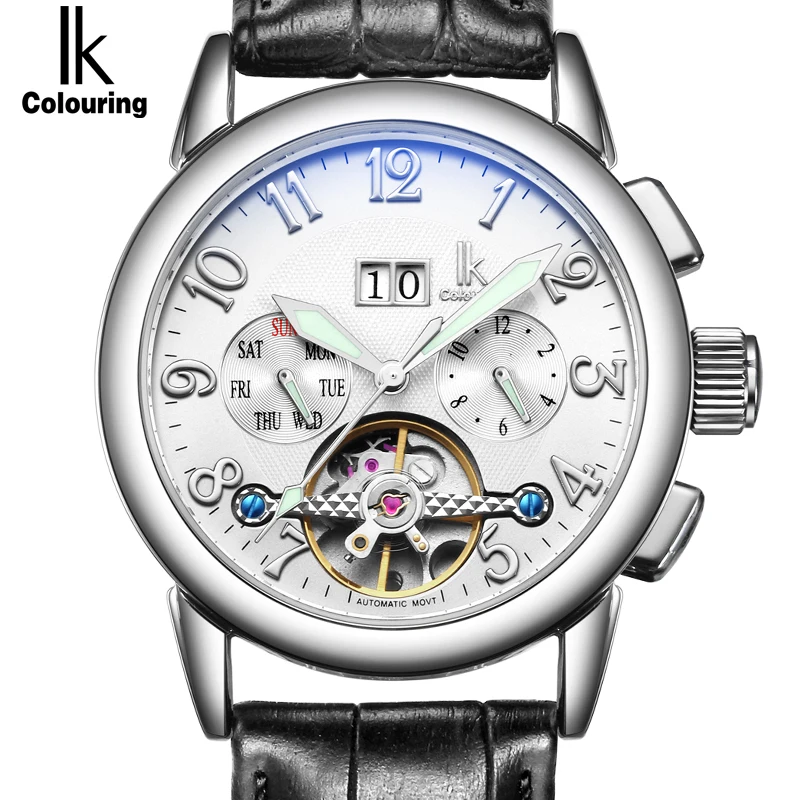 Роскошные мужские часы IK Week Day Date автоматические механические с ремешком из