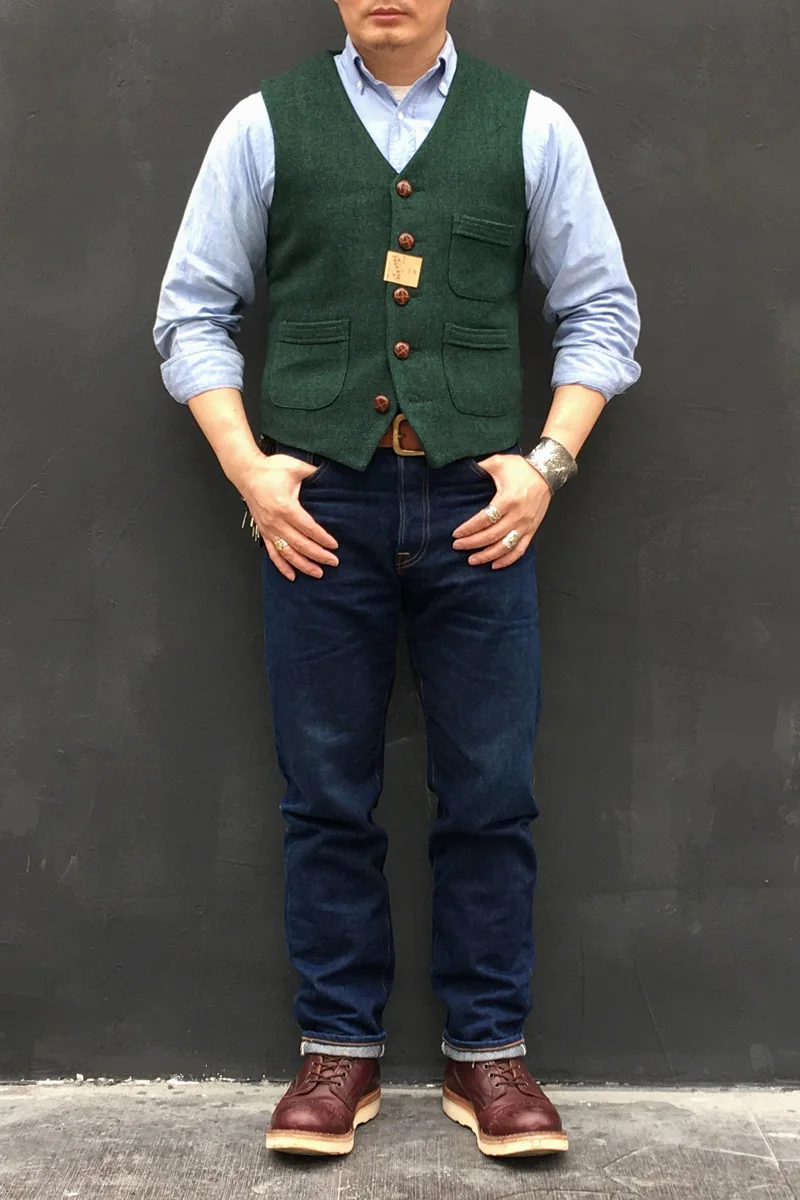 Мужской шерстяной жилет с пуговицами в стиле ретро|casual waistcoat|waistcoat vestgentleman vest |