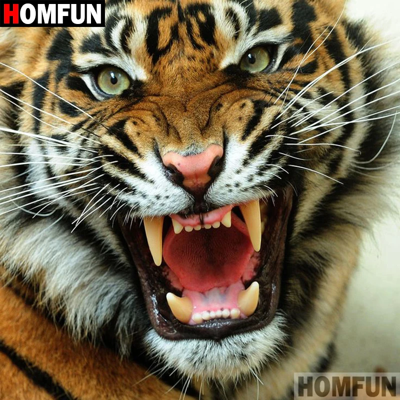 

HOMFUN Full Square/Round Drill 5D DIY Diamond Painting "Animal tiger" 3D Embroidery Cross Stitch 5D Home Decor A07599
