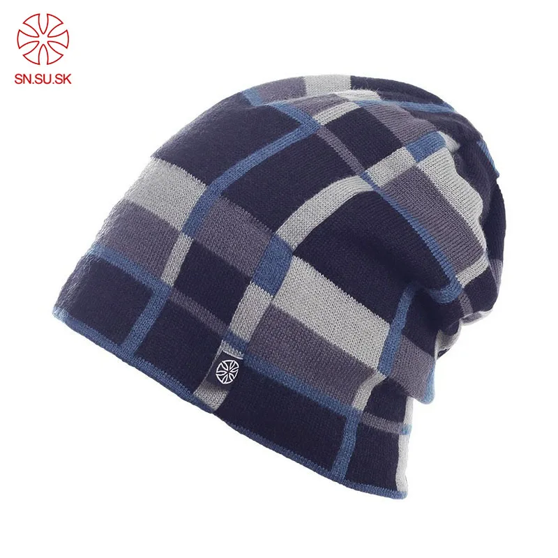 Мужские зимние шапки мужской колпачок для провода лыжная шапочка клетчатая