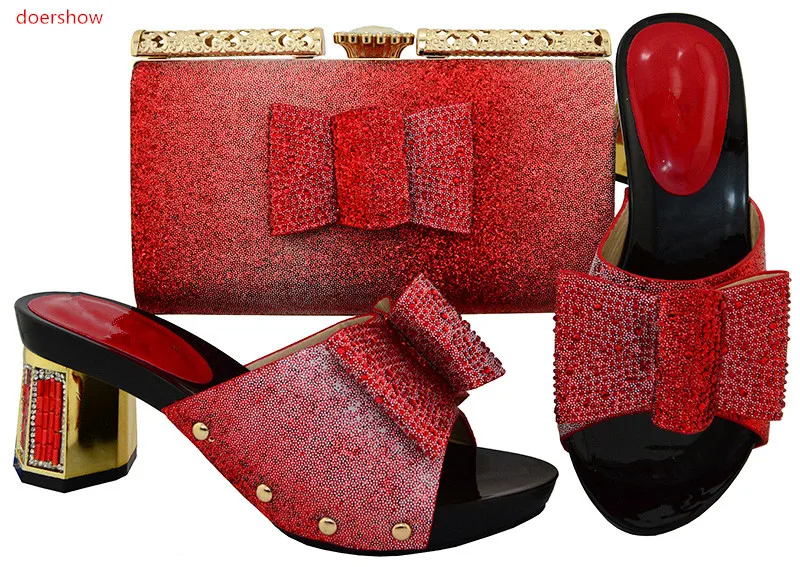 Doershow черный Нигерия высокого качества итальянская обувь и сумки чтобы