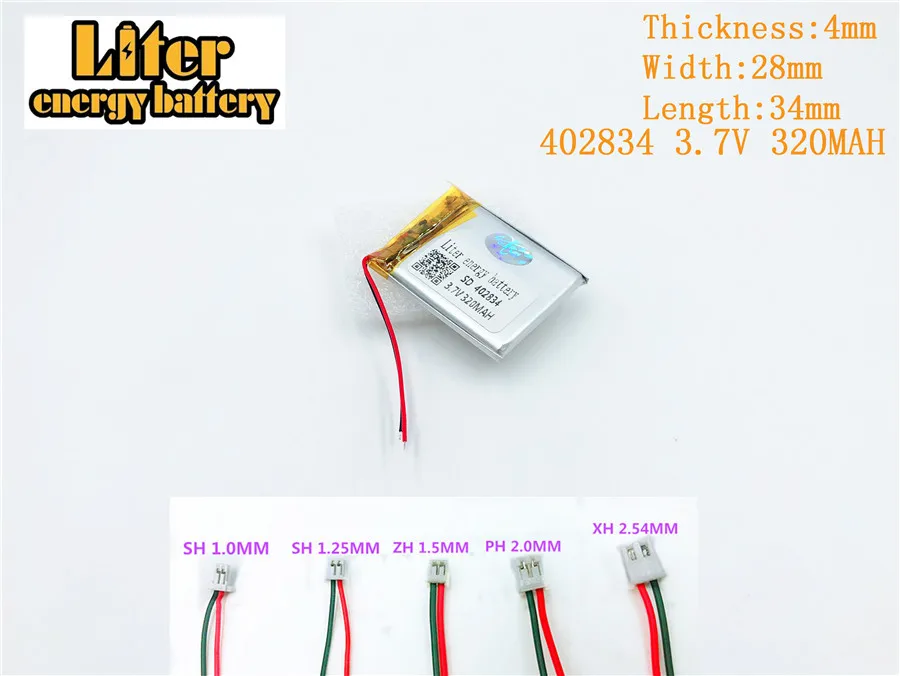 3 7 V 320mAh 402834 полимерный аккумулятор для 320MAH PLUG GPS MP3 MP4 MP5 bluetooth Литий