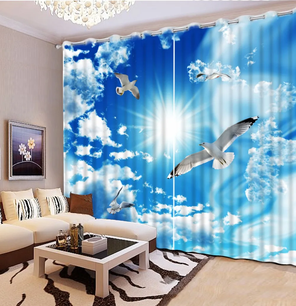 

Any size Blackout 3D Window Curtains For Living Room Bedroom Beautiful landscape Photo Sun white dove 3D Curtain