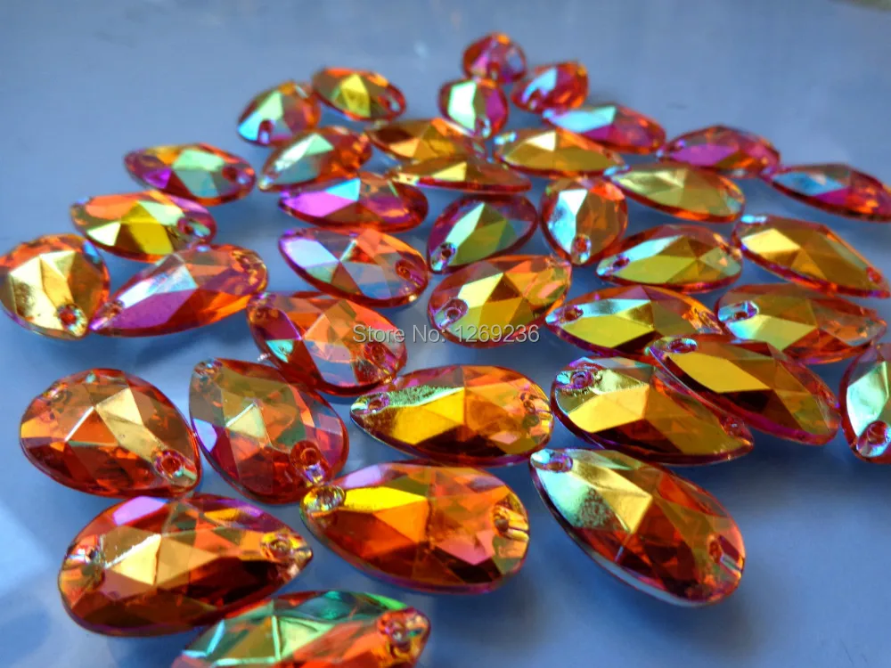 Россыпью бусины 150 шт 11*18 мм форма в виде капли Акриловые Кристаллы золотистые