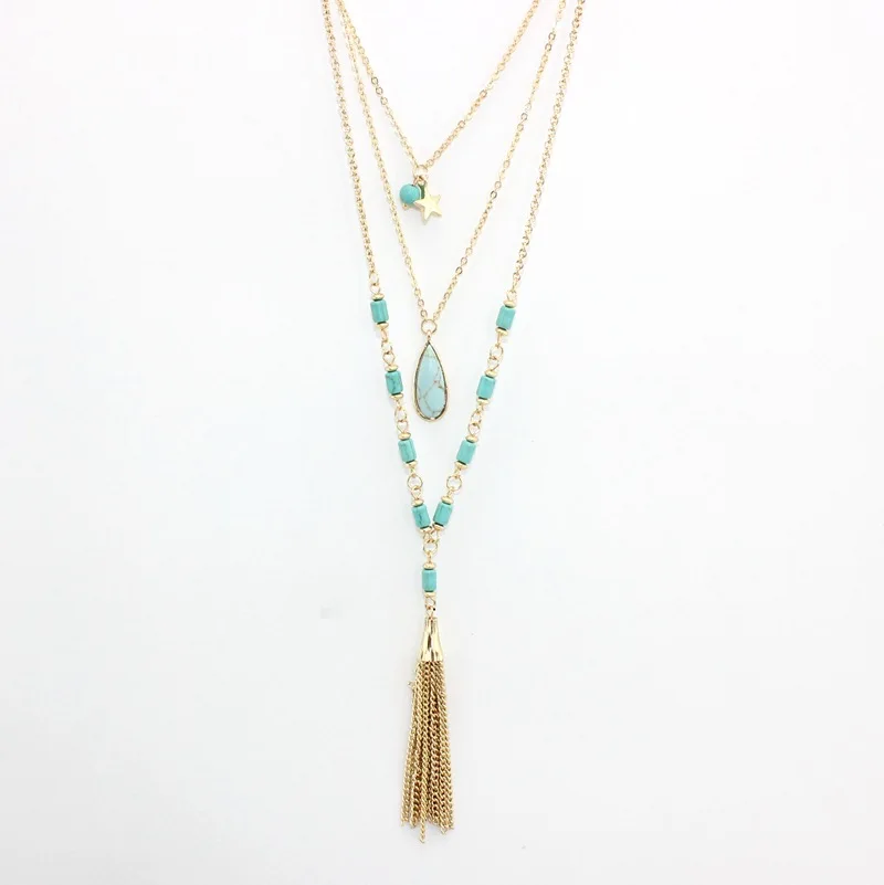 От Viennois покрытие из богемское длинное платье с многослойной цепочка колье для