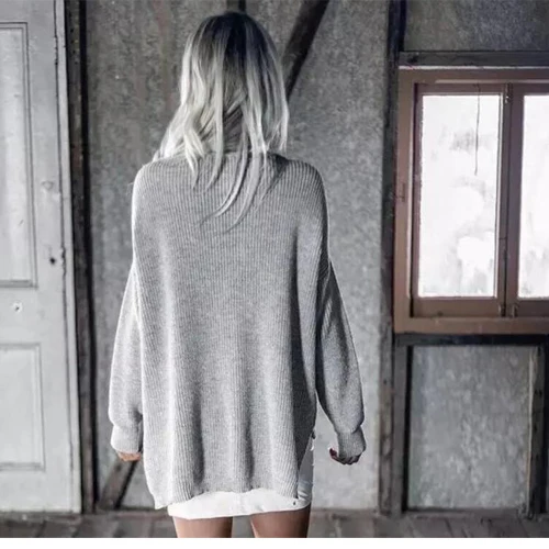 Женский вязаный свитер Осенний пуловер с глубоким v-образным вырезом и длинным