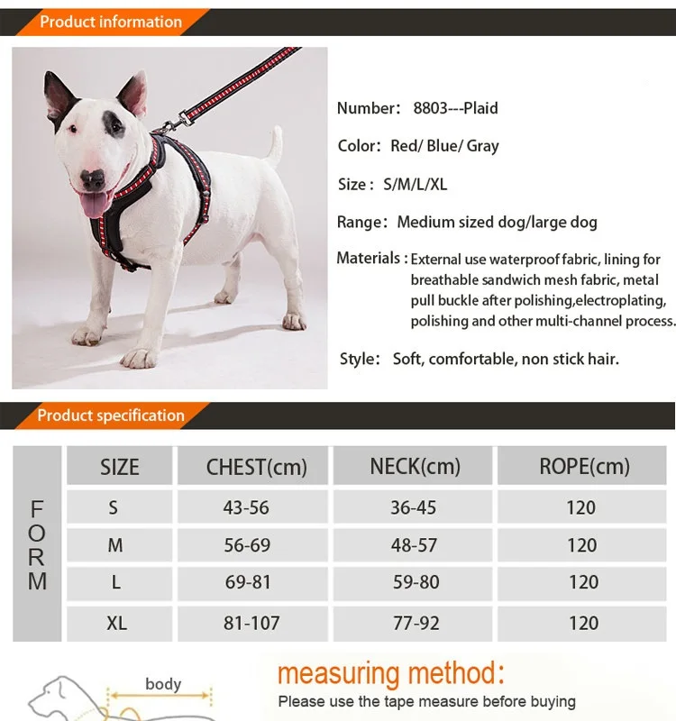 Высокое качество поводок для собак для прогулок на открытом воздухе жилет для больших собак Регулируемый мягкий Светоотражающий Поводок для путешествий товары для животных 8803