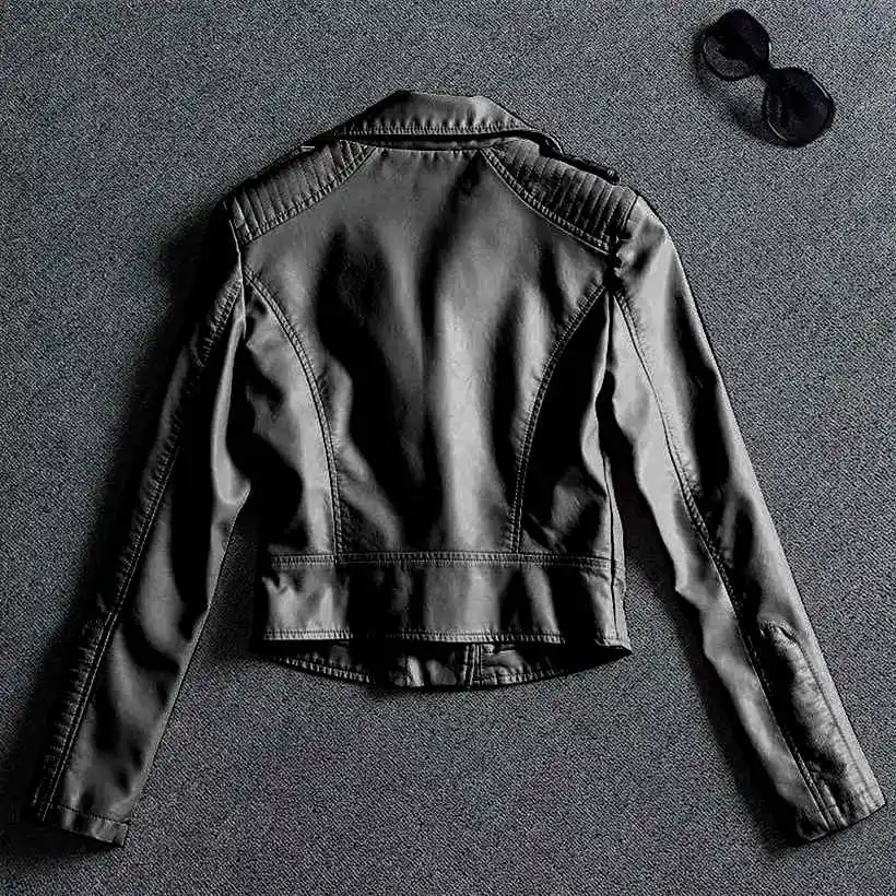 Брендовая мотоциклетная весенне-летняя женская куртка из искусственной кожи с