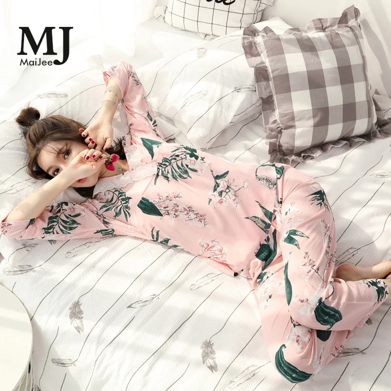 X040 MaiJee пижамы Chemise De Nuit Femme Для женщин Ночное 2019 Новый модный стиль женские удобные