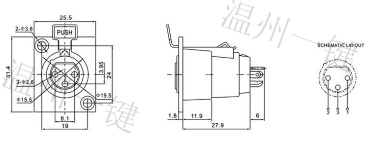 5 шт. XLR-312HP трехъядерный Держатель прямой пластиковое сиденье Canon 3 ядра фута Kanong