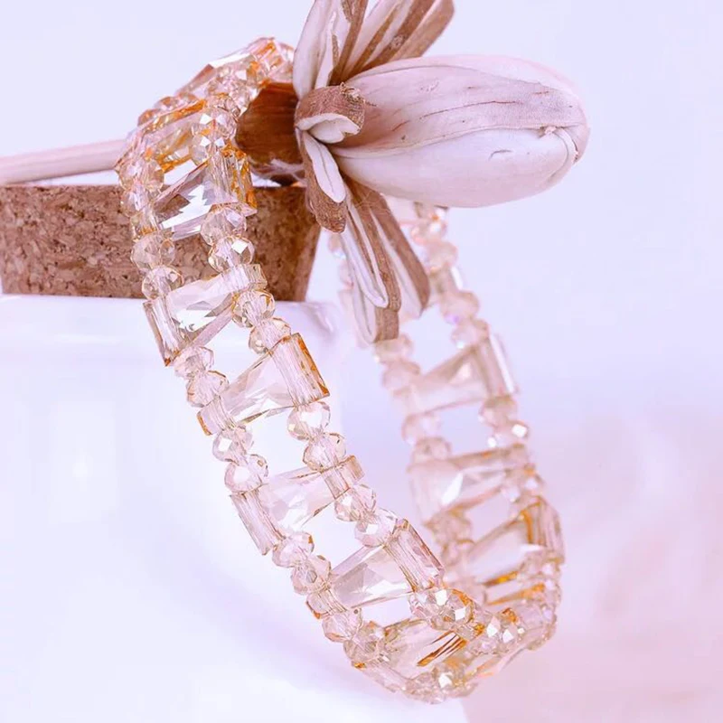 Женский браслет с бусинами цепочка из кристаллов Swarovski свадебные украшения