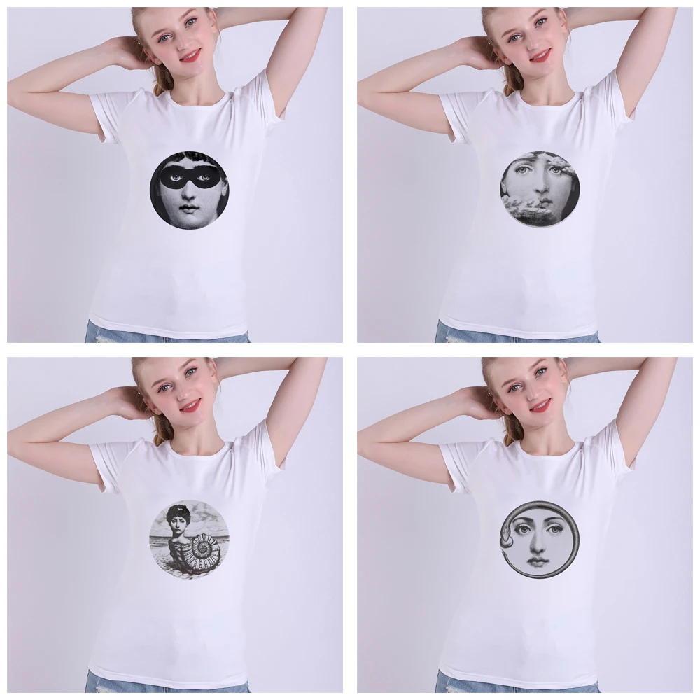 Lina Cavalieri Face летние футболки Модальные rosenthal Piero fornasetti Vogue Женская забавная белая футболка модная одежда уличная Футболка Топ