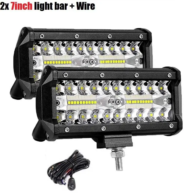 7 inch Bar with Wire DERI " 60 Вт 7" 120 Вт 1" 144 Вт 12" 180 Вт 1" 252 Вт 20" дюймов 288 Вт трехрядный прямой светодиодный рабочий светильник для автомобиля головной светильник barra Led - Цвет: 7 inch Bar with Wire