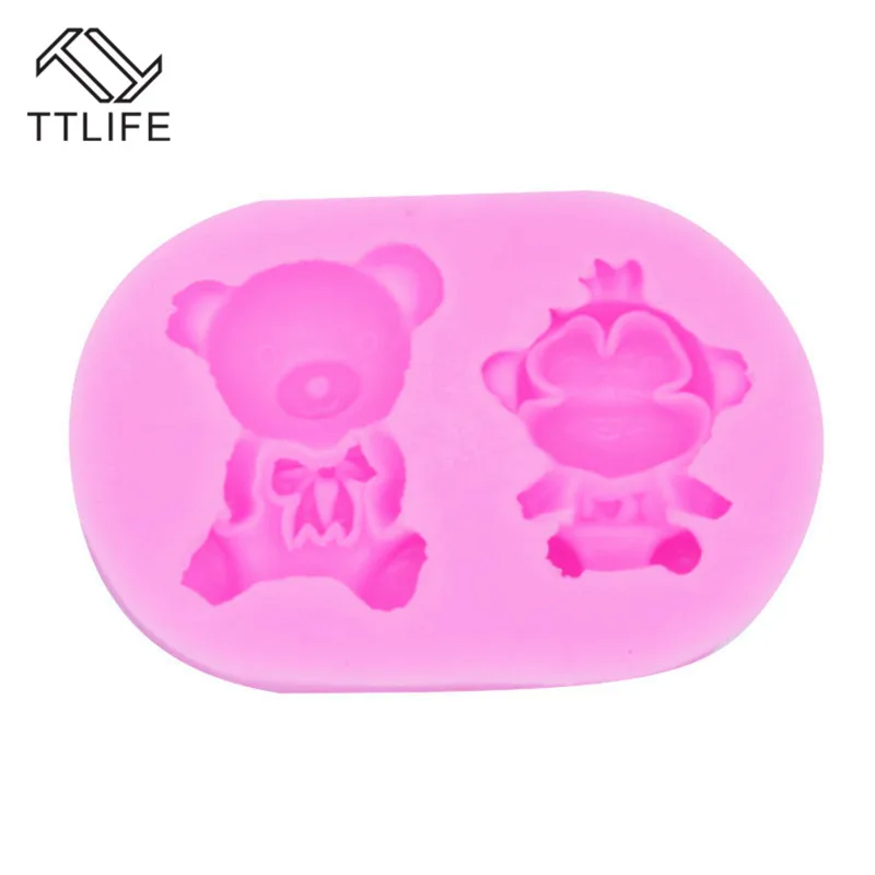 TTLIFE милый мини медведь с принтом обезьяна сахара Силиконовая Форма Fondant Mold торт