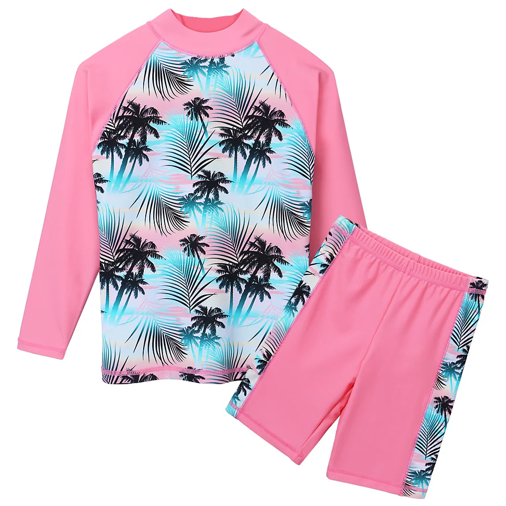 

BAOHULU Print Girls Swimwear Long Sleeve UPF50+ 2 pcs Swimsuit Kids Summer Teens Swimming Suits Beachwear for 3-12 Y Children