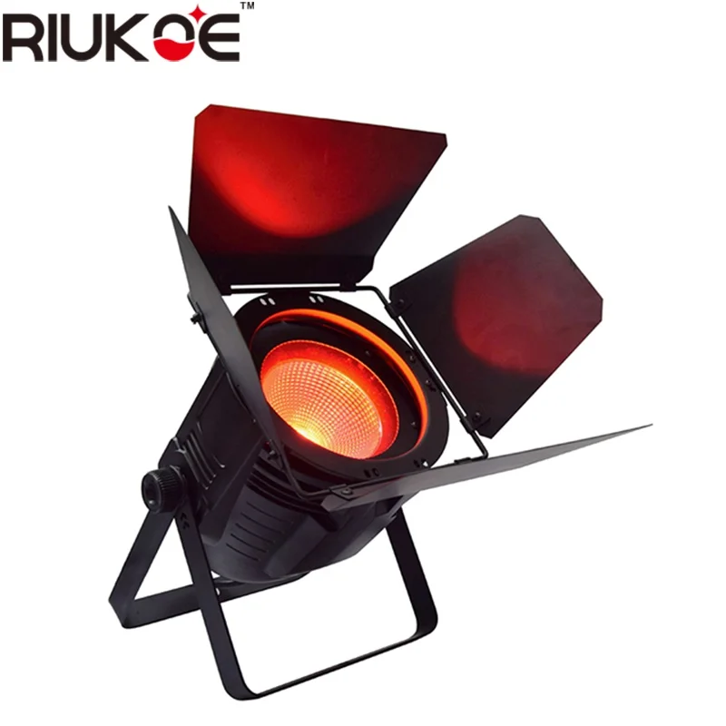 RIUKOE теплый белый 100 Вт/200 Вт cob led par can dmx светильник с дверью амбара для дискотеки