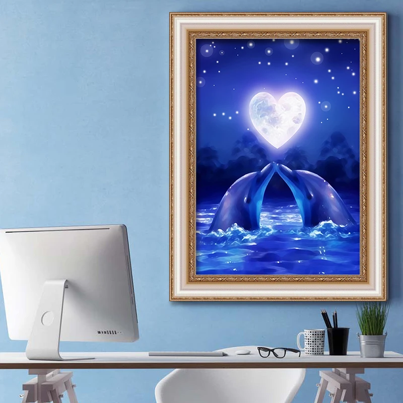 5D DIY Алмазная вышивка дельфин любовник Вышивка крестом мозаика картина животный
