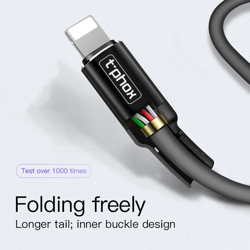 T-phox акустический USB кабель для быстрой зарядки танцевальный светодиодный зарядный кабель для мобильного телефона для iPhone X XS MAX 8 7 6s Plus