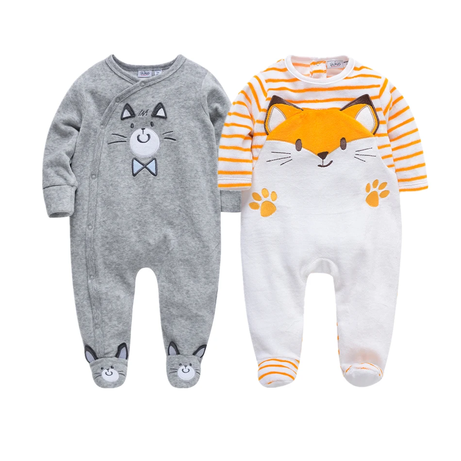 

2021 Spring Baby Clothes Winter Baby Velvet Rompers Boy Clothes Cartoon Animal 3D Romper Jumpsuit Warm Newborn Infant Clothing
