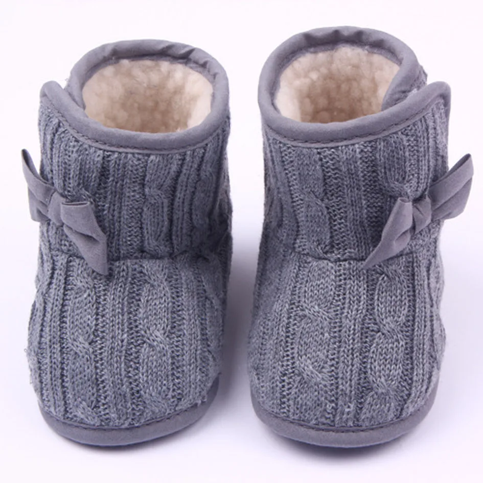 2017 Осень Зима Новорожденных Девочек Снег Сапоги Вязаные Baby Shoes мягкой Подошвой