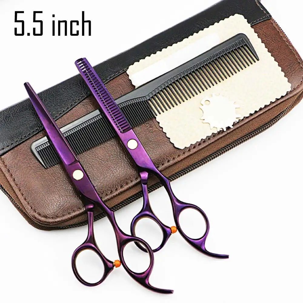 5.5inch 2 ножницы+ 1 сумка 5,5/6 дюймов Высокое качество Профессиональные Парикмахерские ножницы для стрижки волос Парикмахерские ножницы наборы Истончение Салон - Цвет: 5.5inch