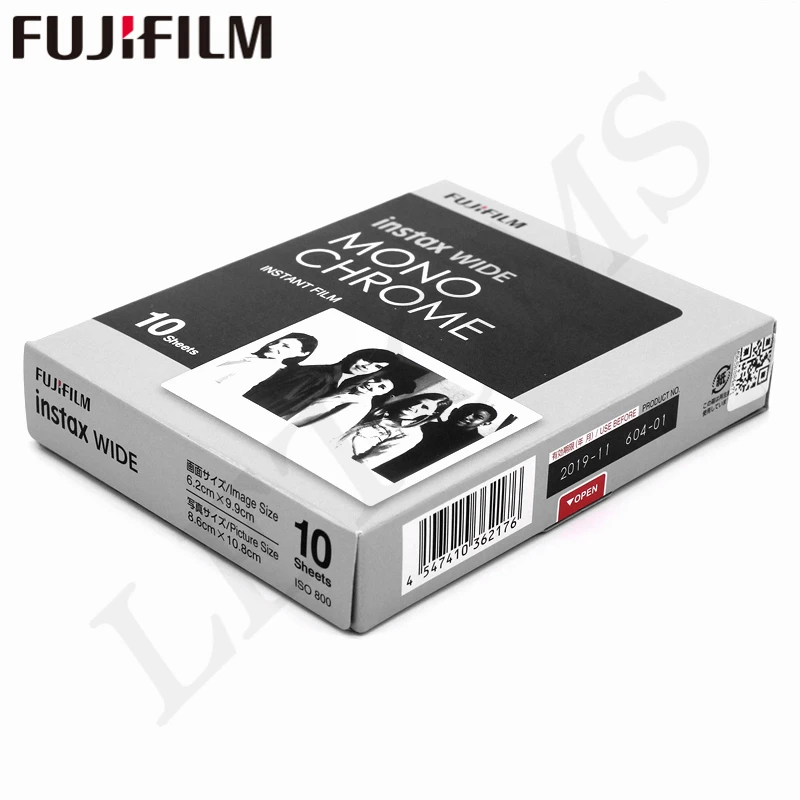 Оригинальная широкая монохромная пленка Fujifilm Instax белая 10 листов для камеры Fuji