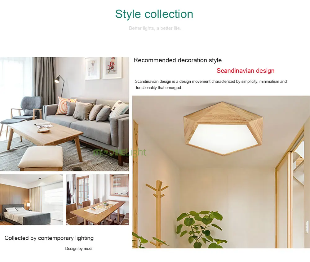 Mooielight Creative Wood Geometric LED Ceiling Lamps modern living room bedroom aisle ceiling light, Indoor Lighting Fixture