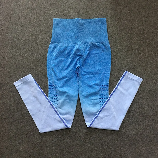 Blue Pants 2 шт., бесшовный комплект для йоги с эффектом омбре, комплекты для спортзала, женская одежда для спортзала, спортивный бюстгальтер+ леггинсы, Женская Спортивная одежда для спортзала, Женский костюм для фитнеса - Цвет: Blue Pants