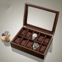 top watch box wood fashion brown watches storage box with window new watch display gift case holder