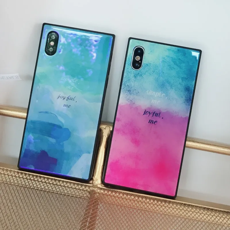 FTAIDKJ Blu-Ray стеклянный квадратный чехол для телефона iPhone X 6 6S 7 8 Plus Роскошный