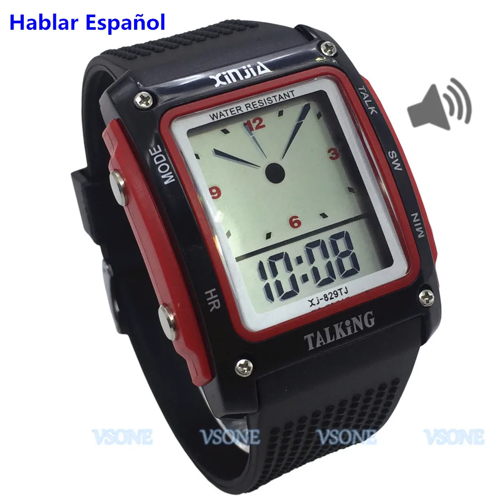 Говорящие на испанском языке часы для слепых и пожилых людей электронные спортивные наручные часы 829TS