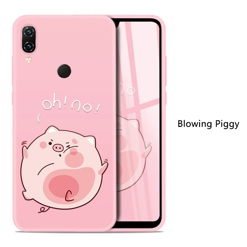 Силиконовый чехол для Xiaomi Redmi Note 7, чехол с милыми животными, котом, Кроликом, матовый чехол, 3D рельефный бампер для Redmi 5 Plus Note 5 6 Pro 6A - Цвет: Blowing Piggy