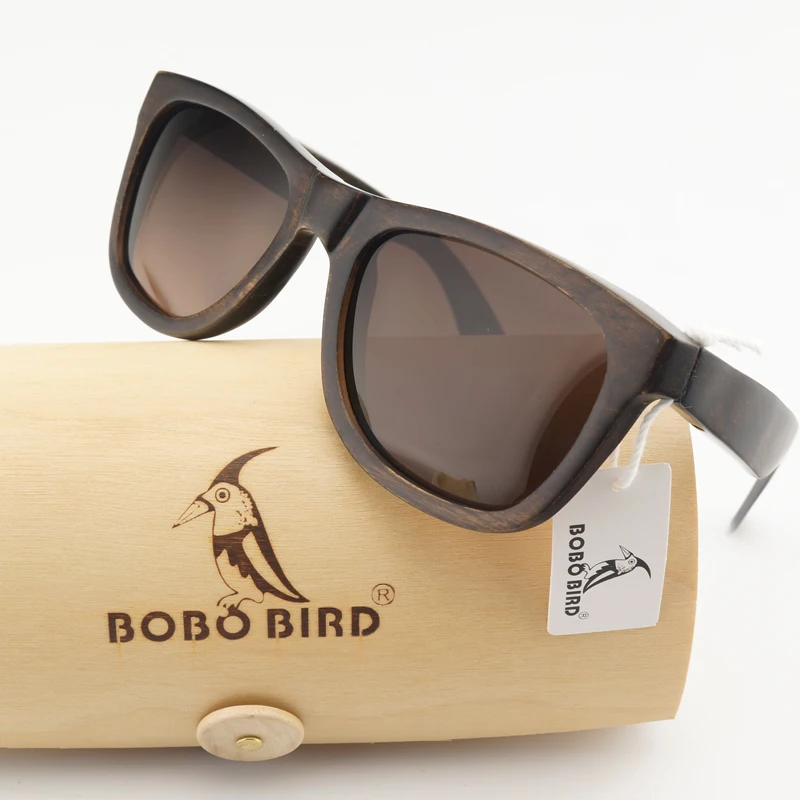 

BOBO BIRD WAG005b 100% Nature Ebony Wooden Sunglasses Unisex Polarized Sun Glasses Male oculos de sol feminino Fashion Accessory