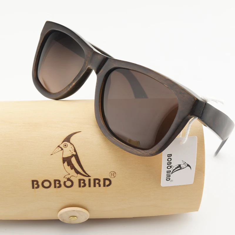 Бобо птица WAG005b 100% природа черное деревянный Солнцезащитные очки унисекс