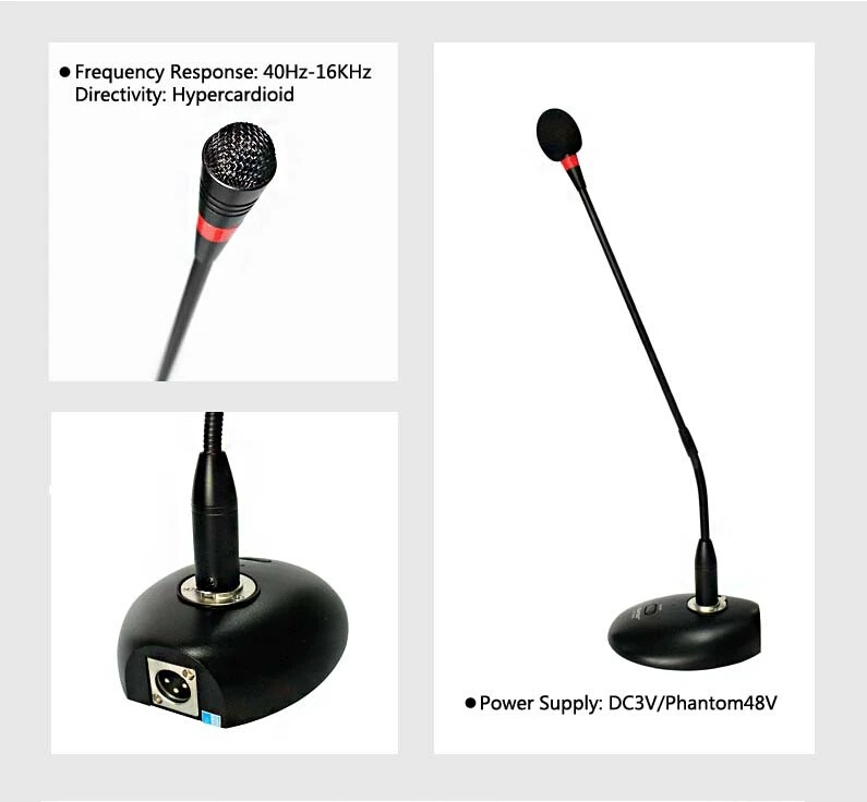 XLR или профессиональный настольный микрофон с разъемом 1/4 дюйма и гусиной шеей