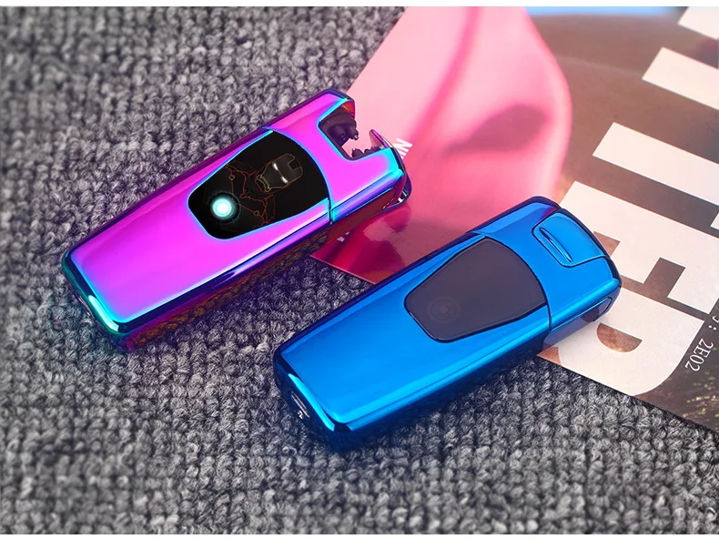 Роскошная электрическая зажигалка с отпечатком пальца, USB перезаряжаемая плазменная дуговая зажигалка, электронные гаджеты encendedor для мужчин