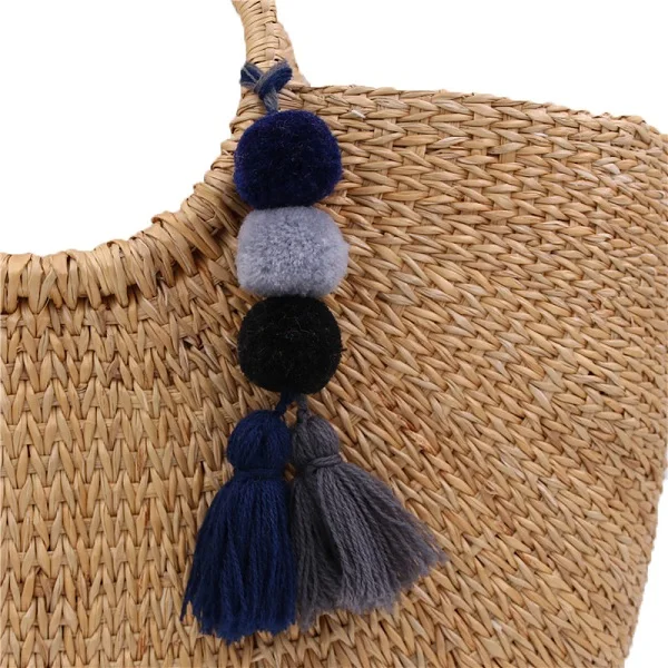 dark blue2 Exknl бусины кисточкой сумка цепь с ключом помпон брелок держатель висячий богемный стиль кулон брелок украшение мода ювелирные изделия - Цвет: dark blue2