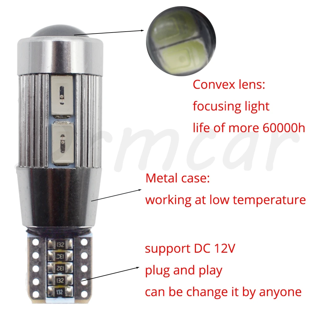 2X T10 Белый Автомобильный светодиодный светильник Canbus 194 W5W 10SMD 5630 Лампа без ошибок для парковки