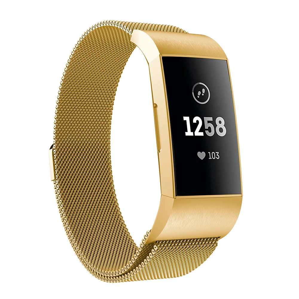 HeroIand металлический ремешок из нержавеющей стали для Fitbit Charge 3 Band Миланская петля Магнитный Fitbit charge3 ремешок умный Браслет для женщин и мужчин