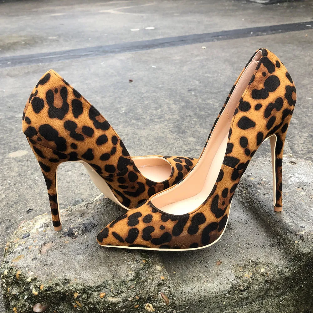 Veowalk/ dames schoenen 12/10/согласие с высотой каблука 8 см Высота с леопардовым принтом из флока; Классическая обувь на высоком каблуке пикантная Свадебная вечеринка женская обувь
